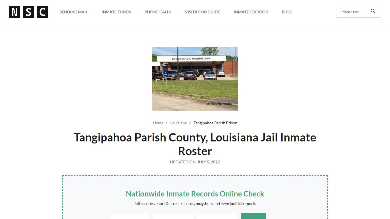 Tangipahoa Parish County, Louisiana Jail Inmate List