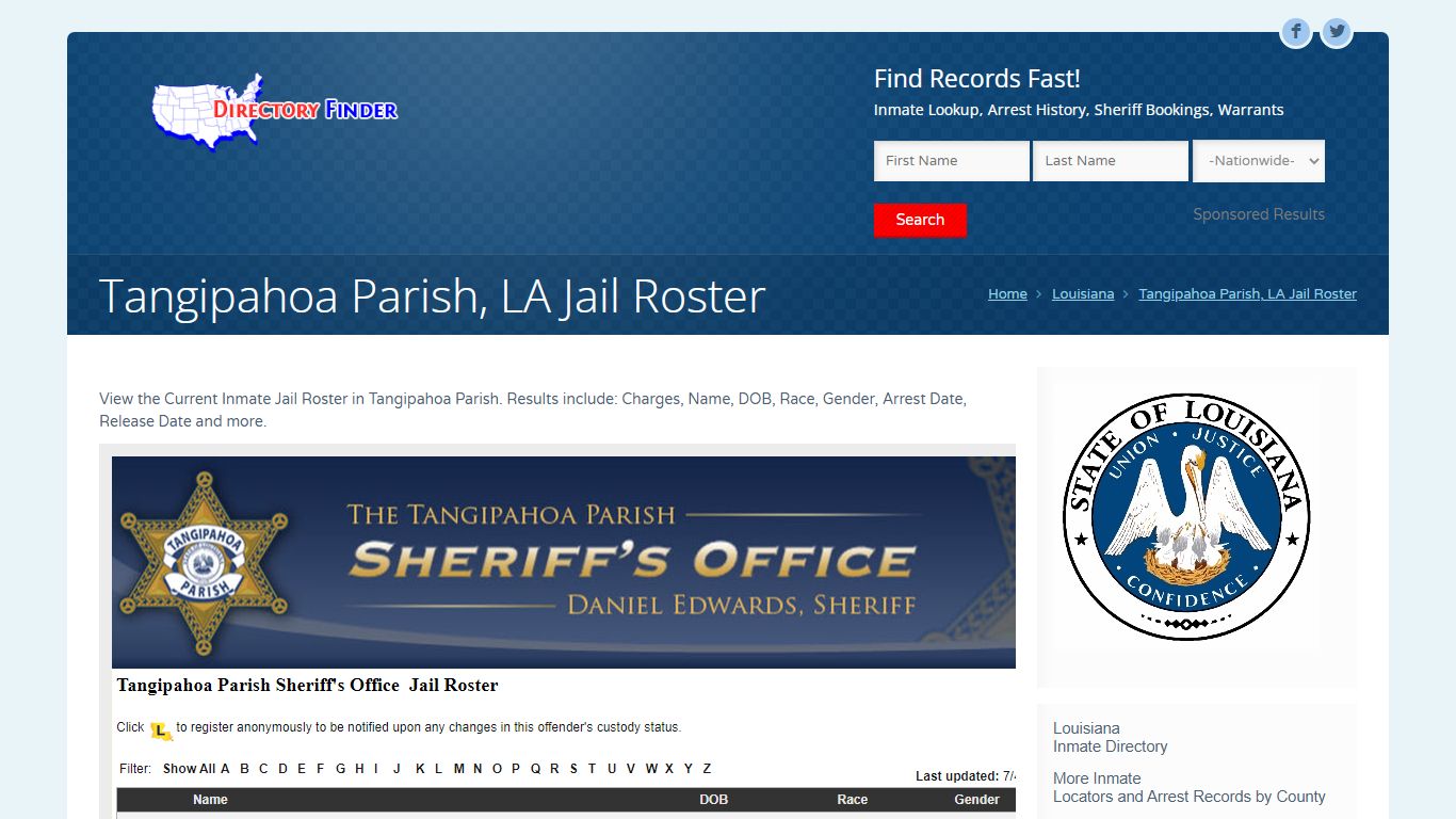 Tangipahoa Parish, LA Jail Roster | People Lookup